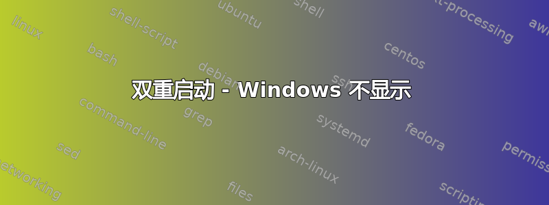 双重启动 - Windows 不显示