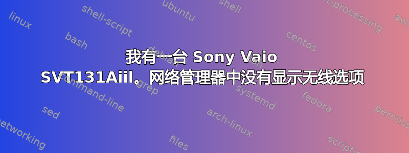 我有一台 Sony Vaio SVT131Aiil。网络管理器中没有显示无线选项