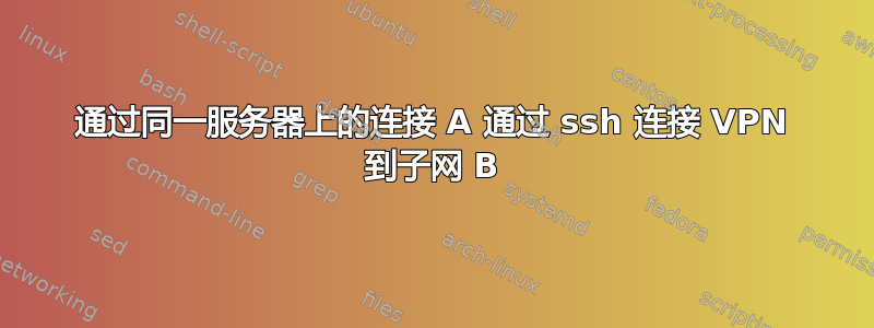 通过同一服务器上的连接 A 通过 ssh 连接 VPN 到子网 B