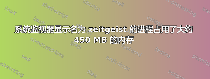 系统监视器显示名为 zeitgeist 的进程占用了大约 450 MB 的内存