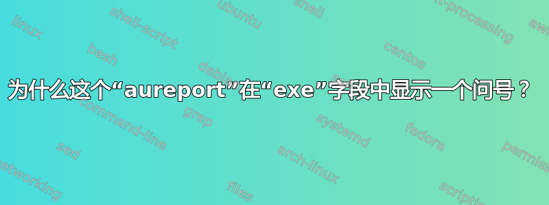 为什么这个“aureport”在“exe”字段中显示一个问号？