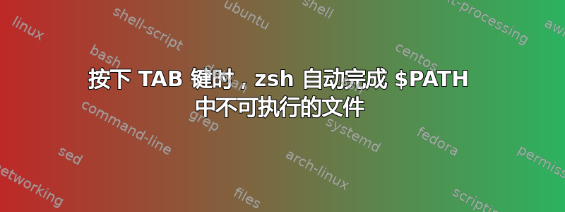 按下 TAB 键时，zsh 自动完成 $PATH 中不可执行的文件