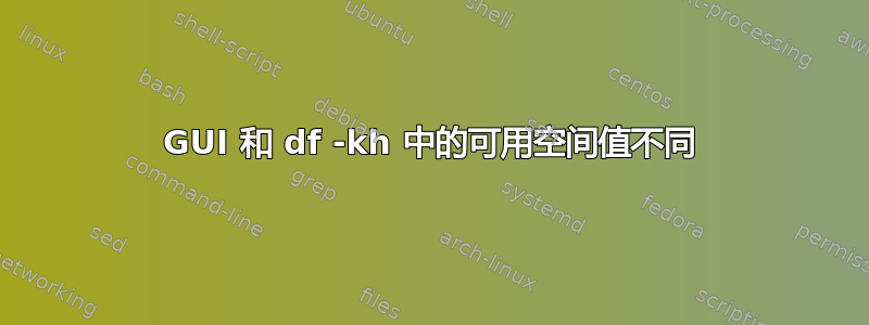 GUI 和 df -kh 中的可用空间值不同