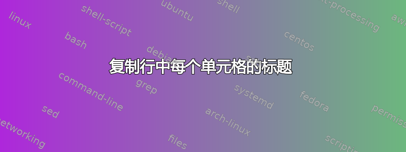 复制行中每个单元格的标题