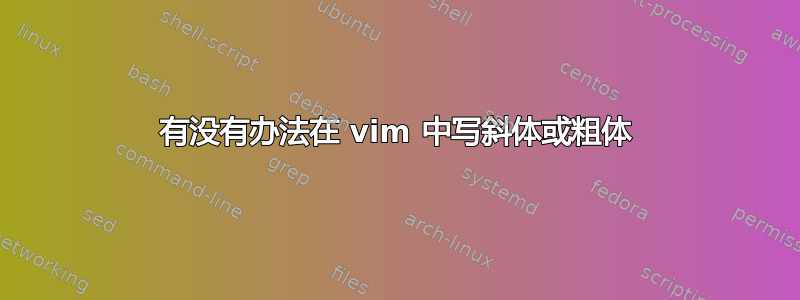 有没有办法在 vim 中写斜体或粗体