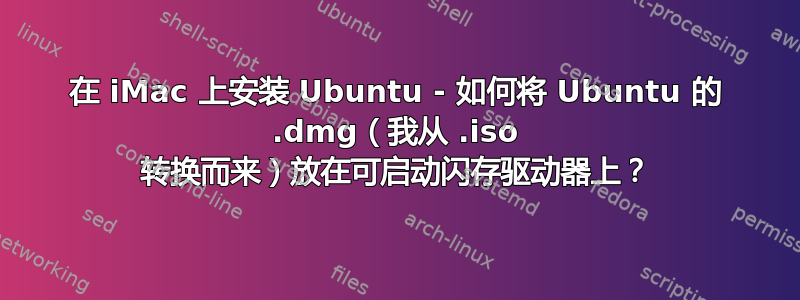 在 iMac 上安装 Ubuntu - 如何将 Ubuntu 的 .dmg（我从 .iso 转换而来）放在可启动闪存驱动器上？