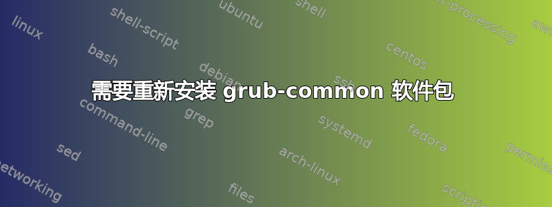 需要重新安装 grub-common 软件包