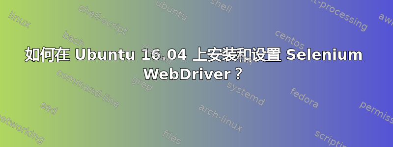 如何在 Ubuntu 16.04 上安装和设置 Selenium WebDriver？