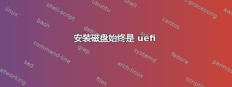 安装磁盘始终是 uefi