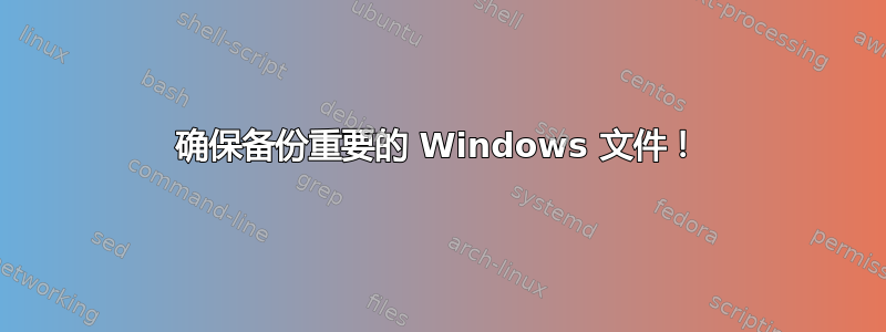 确保备份重要的 Windows 文件！