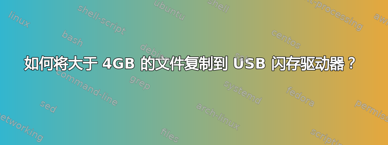 如何将大于 4GB 的文件复制到 USB 闪存驱动器？