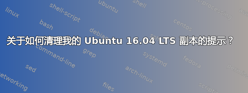 关于如何清理我的 Ubuntu 16.04 LTS 副本的提示？ 