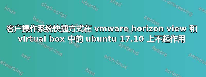 客户操作系统快捷方式在 vmware horizo​​n view 和 virtual box 中的 ubuntu 17.10 上不起作用