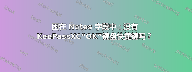 困在 Notes 字段中：没有 KeePassXC“OK”键盘快捷键吗？