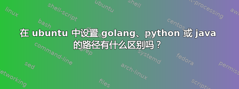 在 ubuntu 中设置 golang、python 或 java 的路径有什么区别吗？