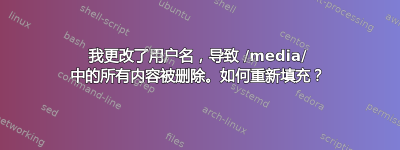 我更改了用户名，导致 /media/ 中的所有内容被删除。如何重新填充？