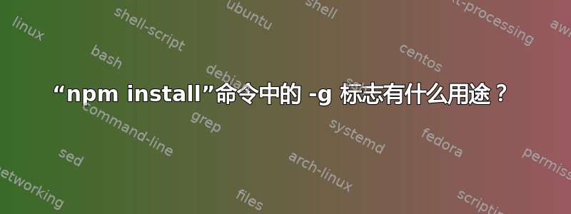 “npm install”命令中的 -g 标志有什么用途？