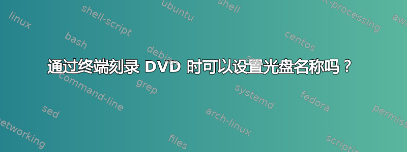 通过终端刻录 DVD 时可以设置光盘名称吗？