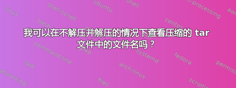 我可以在不解压并解压的情况下查看压缩的 tar 文件中的文件名吗？