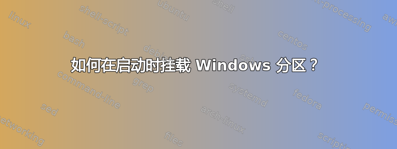 如何在启动时挂载 Windows 分区？