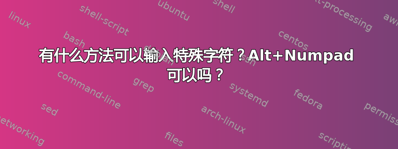 有什么方法可以输入特殊字符？Alt+Numpad 可以吗？