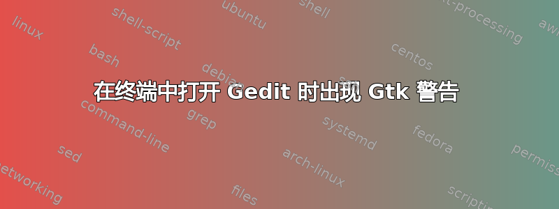 在终端中打开 Gedit 时出现 Gtk 警告