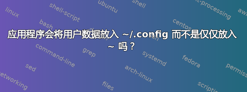应用程序会将用户数据放入 ~/.config 而不是仅仅放入 ~ 吗？