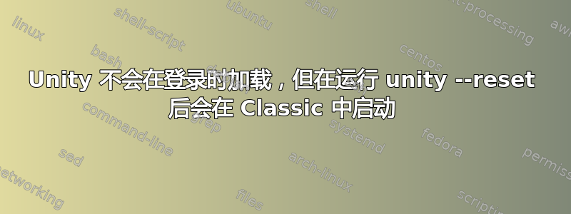 Unity 不会在登录时加载，但在运行 unity --reset 后会在 Classic 中启动