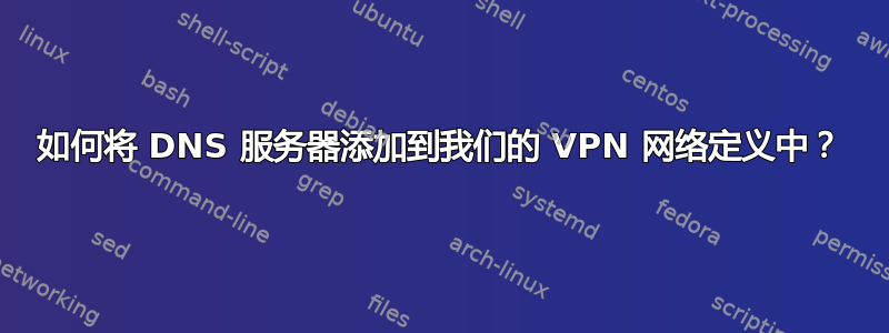 如何将 DNS 服务器添加到我们的 VPN 网络定义中？