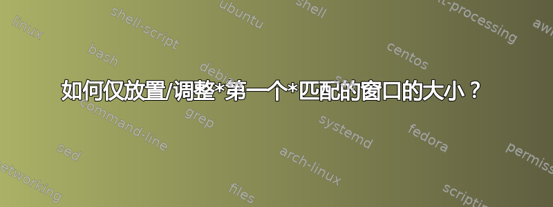 如何仅放置/调整*第一个*匹配的窗口的大小？