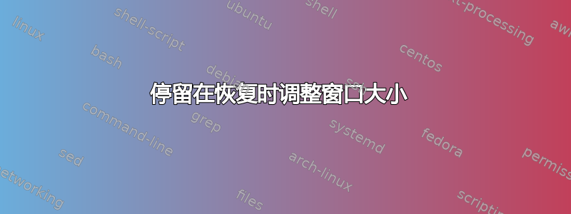 停留在恢复时调整窗口大小 