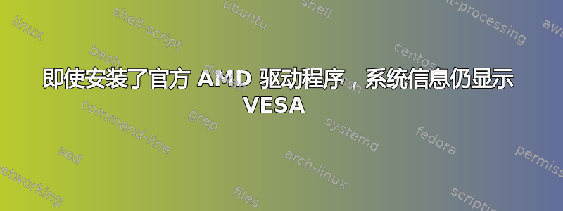 即使安装了官方 AMD 驱动程序，系统信息仍显示 VESA 