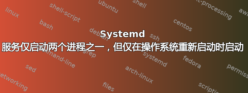 Systemd 服务仅启动两个进程之一，但仅在操作系统重新启动时启动