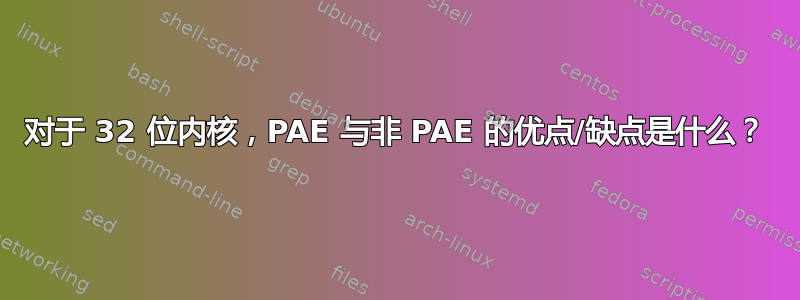 对于 32 位内核，PAE 与非 PAE 的优点/缺点是什么？