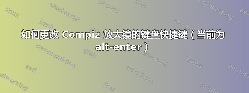 如何更改 Compiz 放大镜的键盘快捷键（当前为 alt-enter）