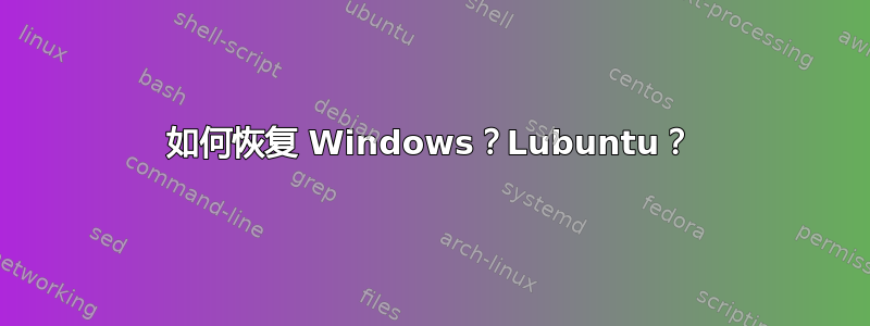 如何恢复 Windows？Lubuntu？