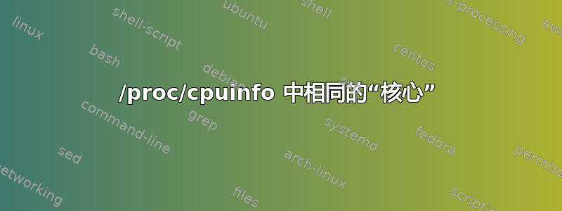 /proc/cpuinfo 中相同的“核心”