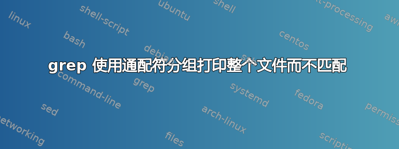 grep 使用通配符分组打印整个文件而不匹配