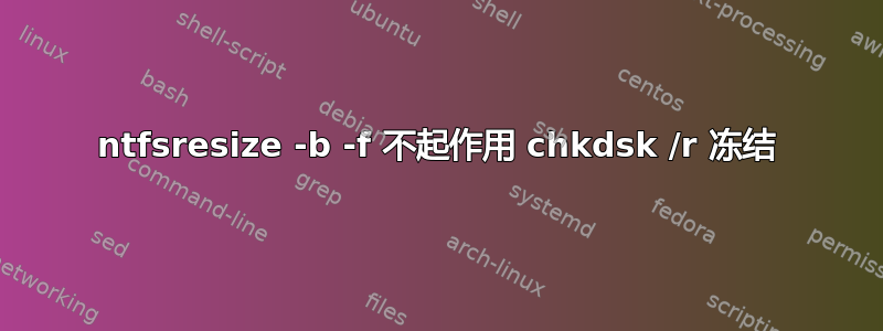 ntfsresize -b -f 不起作用 chkdsk /r 冻结