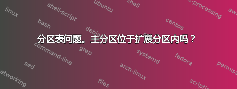 分区表问题。主分区位于扩展分区内吗？