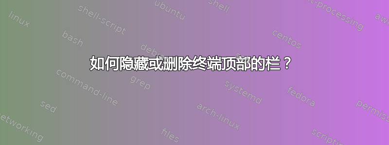 如何隐藏或删除终端顶部的栏？