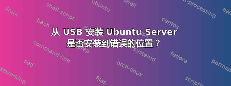 从 USB 安装 Ubuntu Server 是否安装到错误的位置？