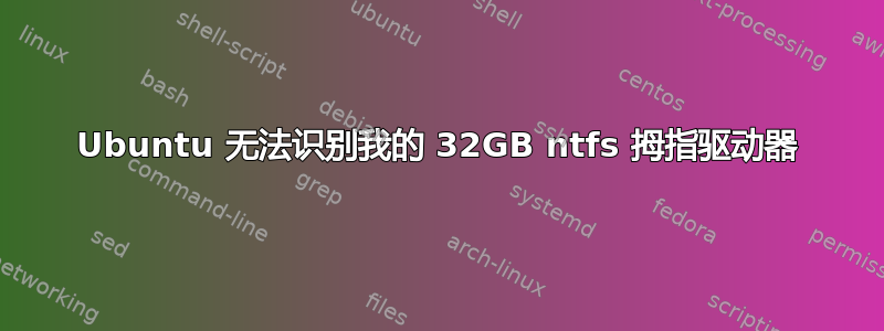 Ubuntu 无法识别我的 32GB ntfs 拇指驱动器