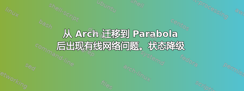 从 Arch 迁移到 Parabola 后出现有线网络问题。状态降级