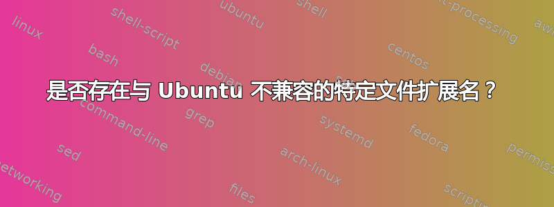 是否存在与 Ubuntu 不兼容的特定文件扩展名？