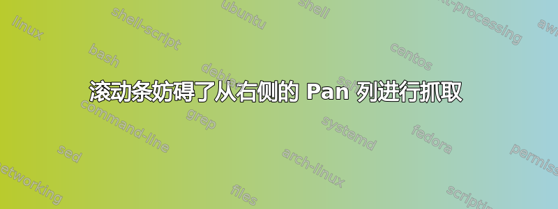 滚动条妨碍了从右侧的 Pan 列进行抓取