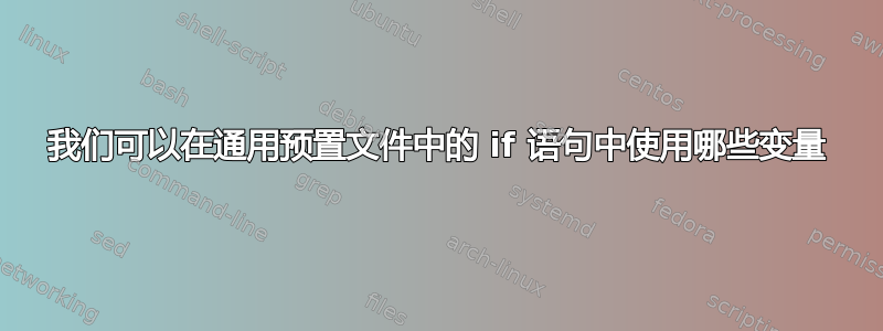 我们可以在通用预置文件中的 if 语句中使用哪些变量