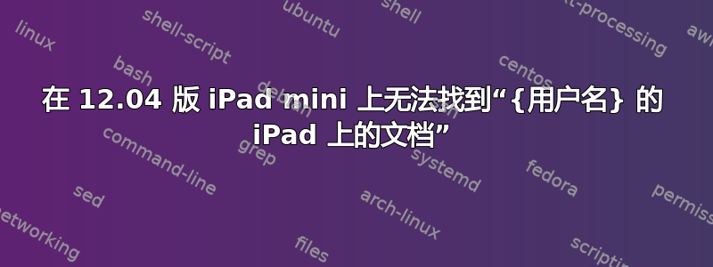 在 12.04 版 iPad mini 上无法找到“{用户名} 的 iPad 上的文档”