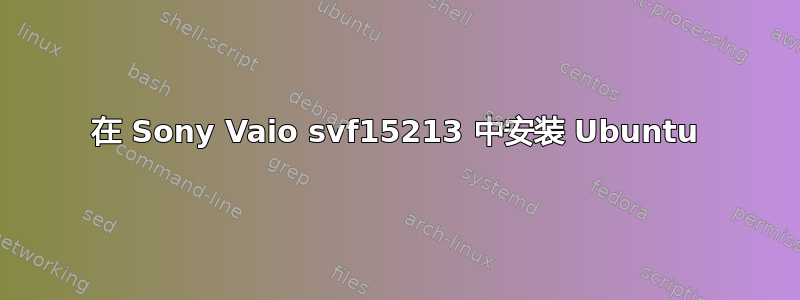 在 Sony Vaio svf15213 中安装 Ubuntu