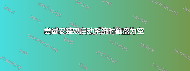 尝试安装双启动系统时磁盘为空